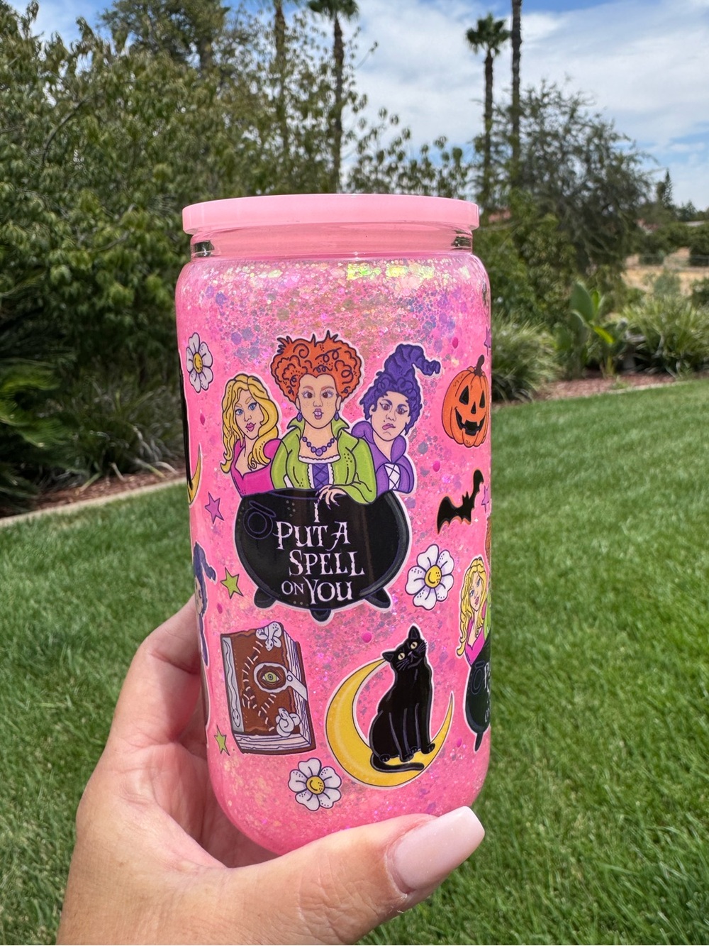 I put a spell on you Sanderson sister hocus pocus snow globe tumbler 16oz